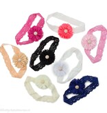 Baby haarbandje tutu bloem op kant (neon koraal)