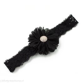 Haarbandje tutu bloem op kant (zwart)