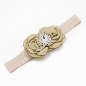 Baby haarbandje luxe rozetten met strass (zand)