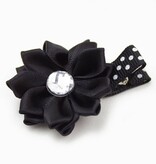Haarspeldje margriet met strass (zwart)