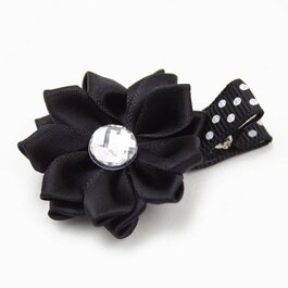 Haarspeldje margriet met strass (zwart)