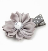 Haarspeldje margriet met strass (grijs)