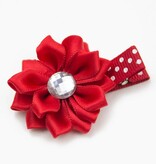 Haarspeldje margriet met strass (rood)