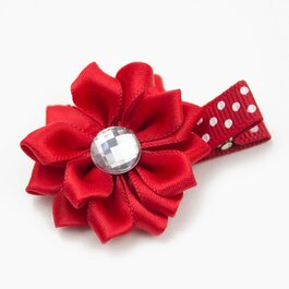 Haarspeldje margriet met strass (rood)