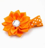 Haarspeldje margriet met strass (oranje)