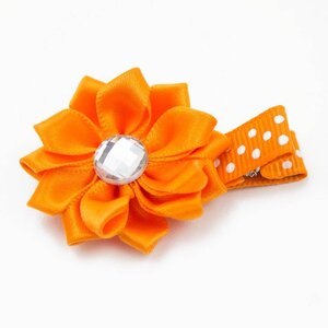Haarspeldje margriet met strass (oranje)