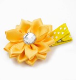 Haarspeldje margriet met strass (geel)