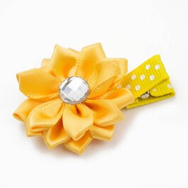 Haarspeldje margriet met strass (geel)