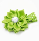 Haarspeldje margriet met strass (groen)