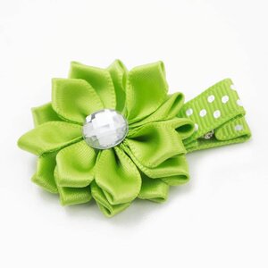 Haarspeldje margriet met strass (groen)