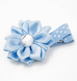 Haarspeldje margriet met strass (lichtblauw)