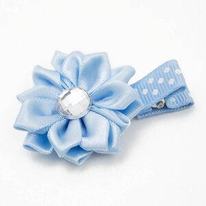 Haarspeldje margriet met strass (lichtblauw)