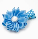 Haarspeldje margriet met strass (blauw)