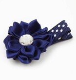 Haarspeldje margriet met strass (donkerblauw)