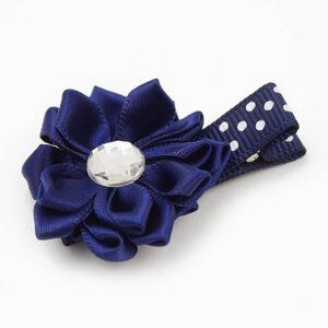 Haarspeldje margriet met strass (donkerblauw)