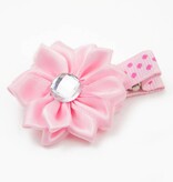 Haarspeldje margriet met strass (lichtroze)