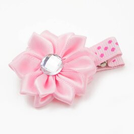 Haarspeldje margriet met strass (lichtroze)