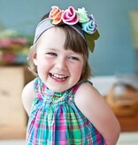 Baby stoffen haarband met gekleurde bloemen