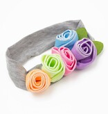 Baby stoffen haarband met gekleurde bloemen