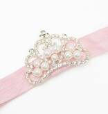 Baby haarbandje met tiara (lichtroze)