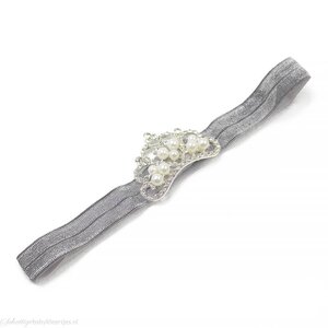 Baby haarbandje met tiara (grijs)