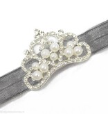 Baby haarbandje met tiara (grijs)