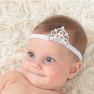 Baby haarbandje met tiara (wit)