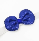 Baby haarbandje strik met glitterpailletjes (donkerblauw)