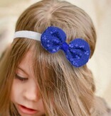 Baby haarbandje strik met glitterpailletjes (donkerblauw)