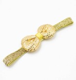 Baby haarbandje strik met glitterpailletjes (goud)