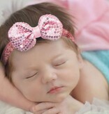 Baby haarbandje strik met glitterpailletjes (goud)