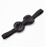 Baby haarbandje strik met glitterpailletjes (zwart)