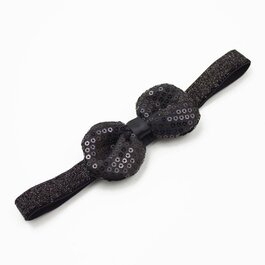 Haarbandje strik met glitterpailletjes (zwart)