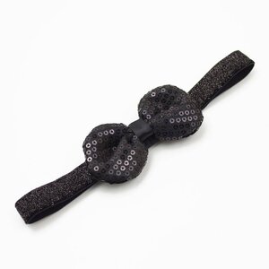 Baby haarbandje strik met glitterpailletjes (zwart)