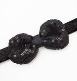 Baby haarbandje strik met glitterpailletjes (zwart)