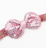 Baby haarbandje strik met glitterpailletjes (lichtroze)