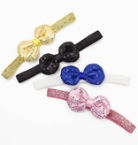 Baby haarbandje strik met glitterpailletjes (lichtroze)