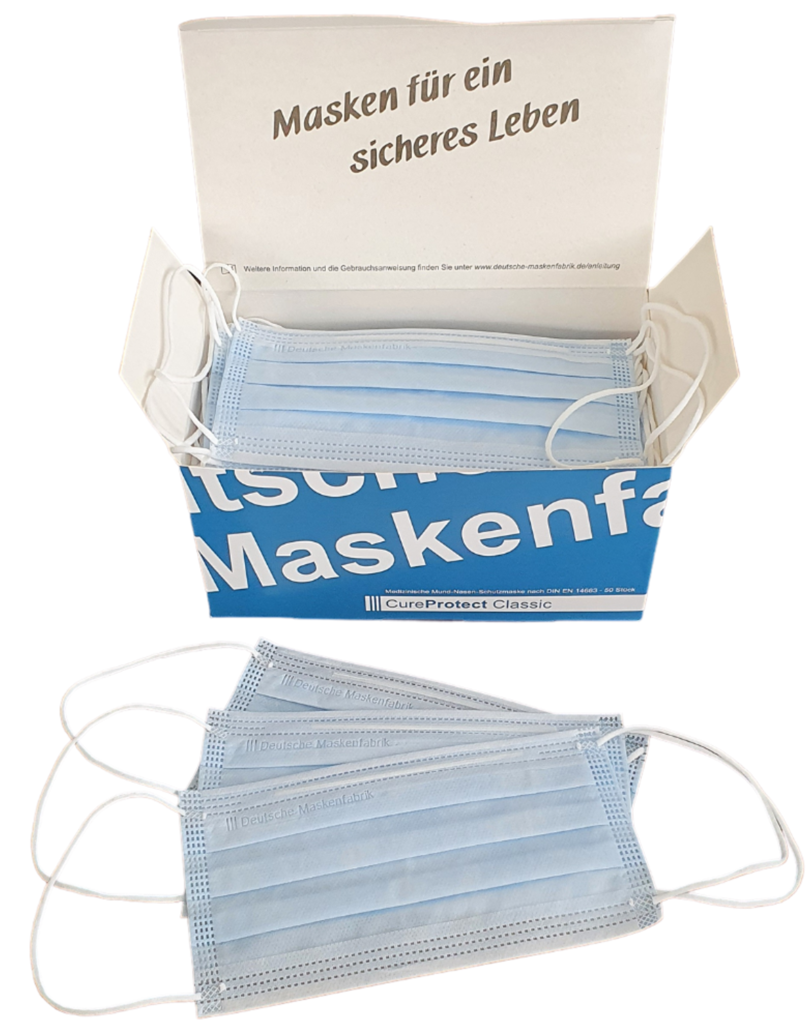 Deutsche Maskenfabrik OP-Mundschutz EN 14683 Typ IIR, 3-lagig, Einweg | 50 Stück