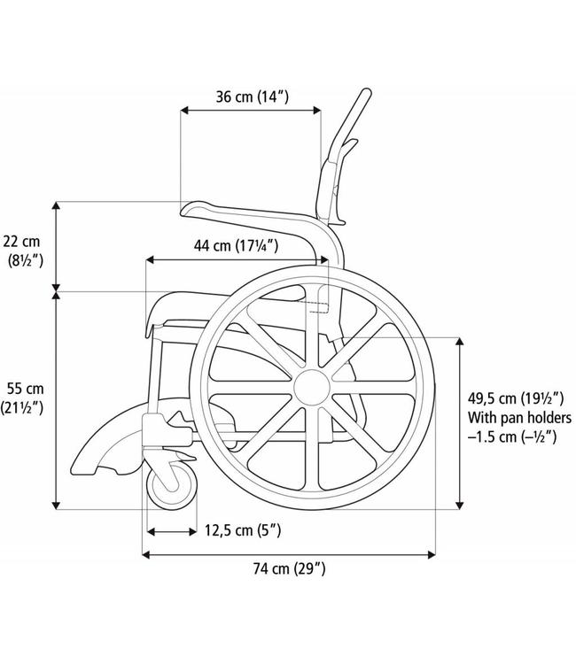 Etac Clean toilet- en doucherolstoel 24inch