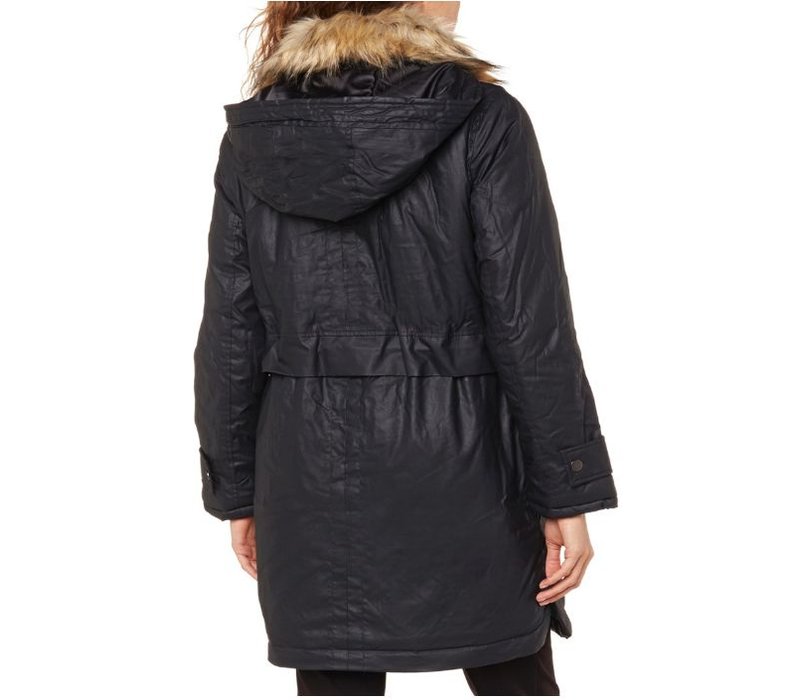 Wadded parka with fur collar