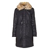 Wadded parka with fur collar