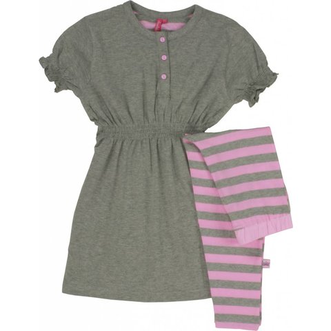 AnnaRebella Meisjes Pyjama - Korte Mouwen - Grijs/Roze