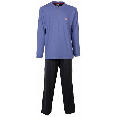 M.E.Q - Heren Pyjama - 100% Katoen - Blauw