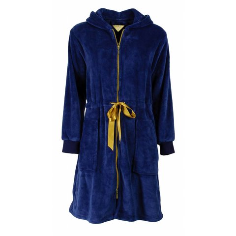 Irresistible Dames Badjas - Fleece - Blauw - Capuchon - Blauw