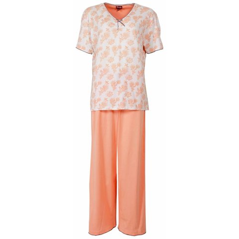 Medaillon Dames Pyjama - Katoen - Licht Oranje