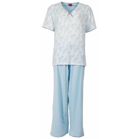 Medaillon Dames Pyjama - Katoen - Blauw