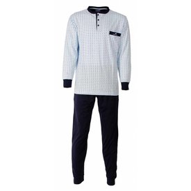 Paul Hopkins Paul Hopkins Heren Pyjama - Katoen - Polo Sluiting - Licht Blauw