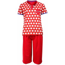 Irresistible Irresistible Dames Pyjama - 3/4 Broek - Polo Sluiting - Rood