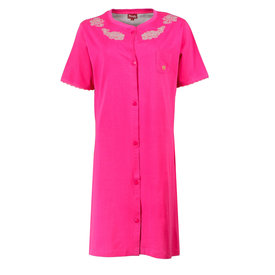Medaillon Medaillon Dames Nachthemd - 100% Katoen - Doorknoop - Roze
