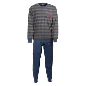 Paul Hopkins Paul Hopkins Heren Pyjama - Gestreept - Polo Sluiting - Blauw